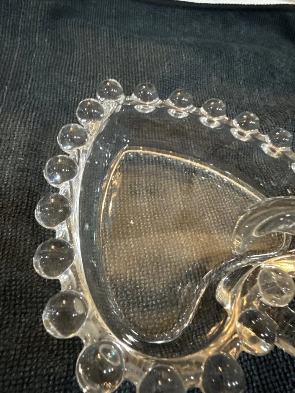 vintage Imperial Glass Candlewick heart-shaped handled bowl